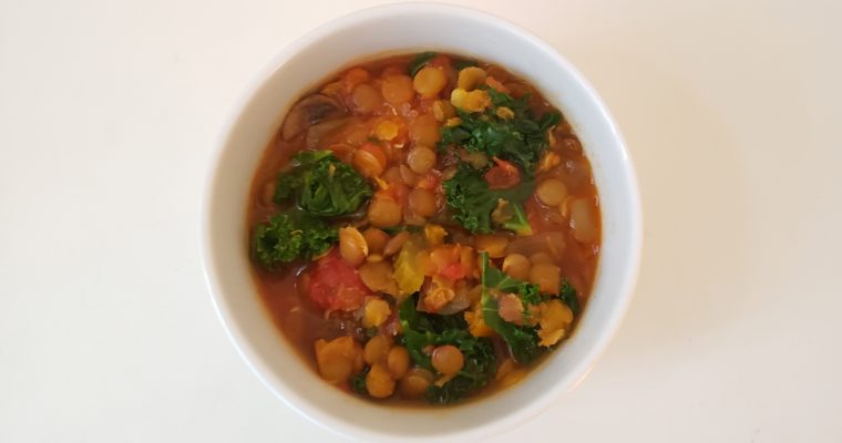 レンズ豆で鉄分補給、かぼちゃとお豆のほっこりカレースープ
